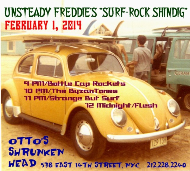 New Flyer for Unsteady Freddie's Surf-Rock Shindig—Saturday, 2/1